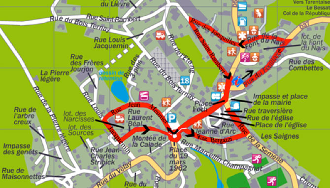 plan du sentier de ville à la découverte du bourg